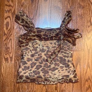 Leopard Print Ruffle Top